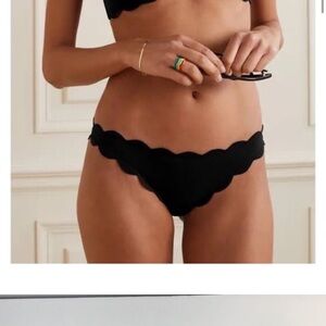 Marysia Swim Black Bikini Bottoms with Scalloped Edges